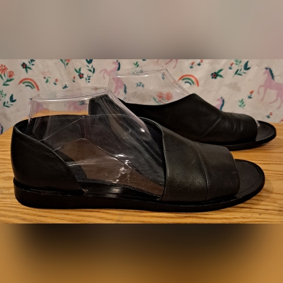 EUC Vince Tabitha Black Leather Asymetric Neutral Casual Slide Sandal Shoe SZ 8M - Picture 3 of 8